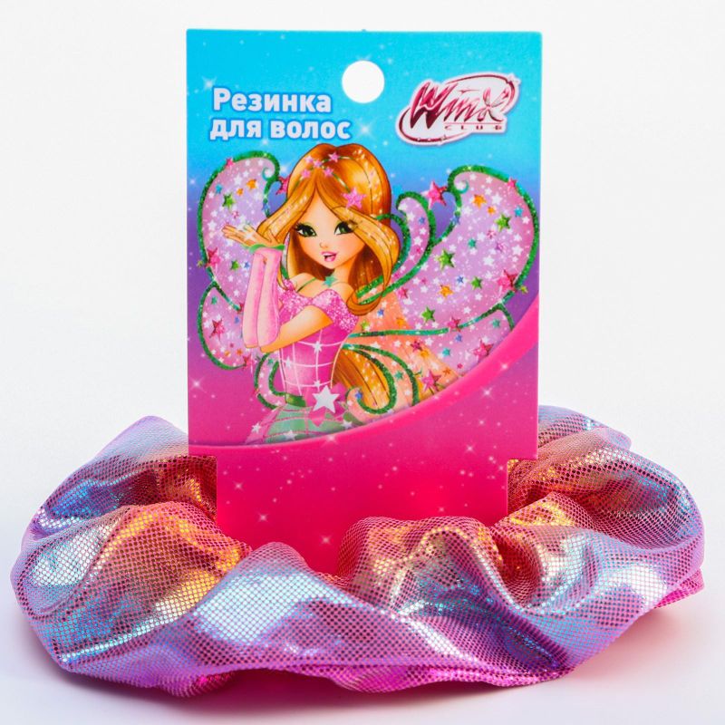 Резинка д/волос блестящая розовая, WINX