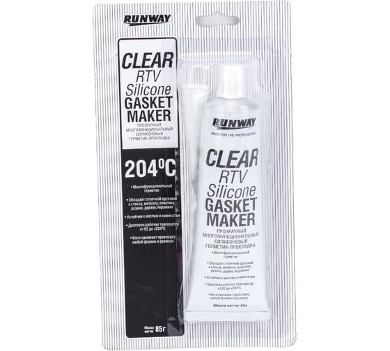 Герметик силикон многофункц Runway RW8502 85г б/цв 