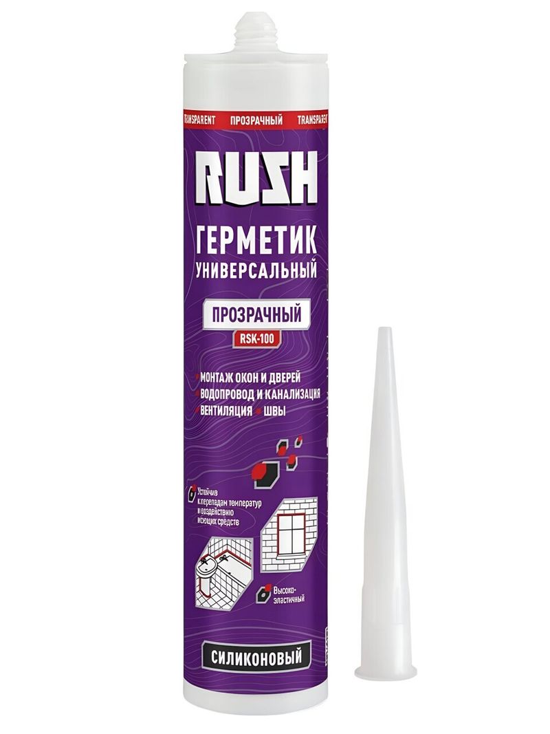 Герметик силик, унив, KUDO, RUSH, RSK-100, 230 мл, прозрачный