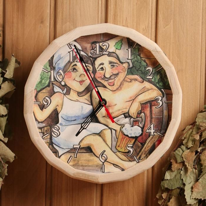 Часы для бани «№4», настенные, с рисунком