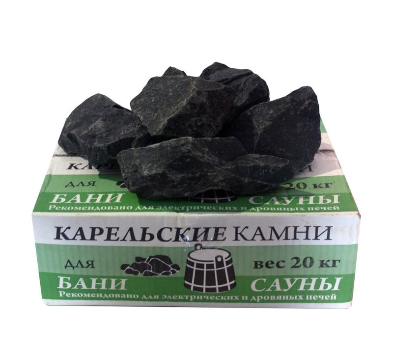 Камни для сауны "Диабаз" короб зелёный 20кг  