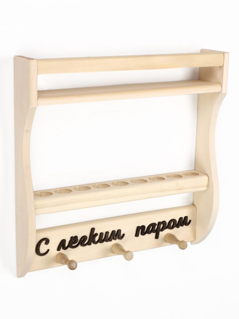 Полка-вешалка д/бани и сауны, 35×7×35 см, дерев 3 кр, для масел