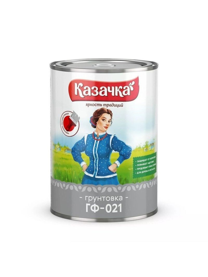 Грунтовка алкидная, Казачка, ГФ-21, унив., белая, 0.9 кг