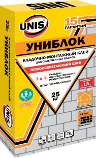 Клей Юнис "Униблок" 25кг для укладки блоков 
