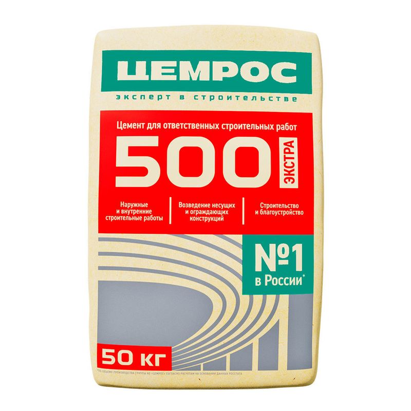 Цемент М500 ЦЕМРОС Д-0 (50кг) I 42.5 без шлака 