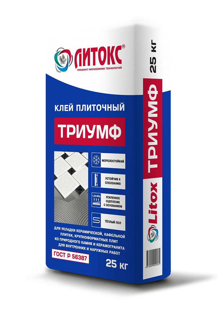 Клей плиточный Литокс Триумф 25кг (аналог Юнис-Красный) 