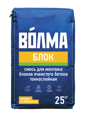 Клей монтажный "Волма-блок" 25кг для укладки блоков 