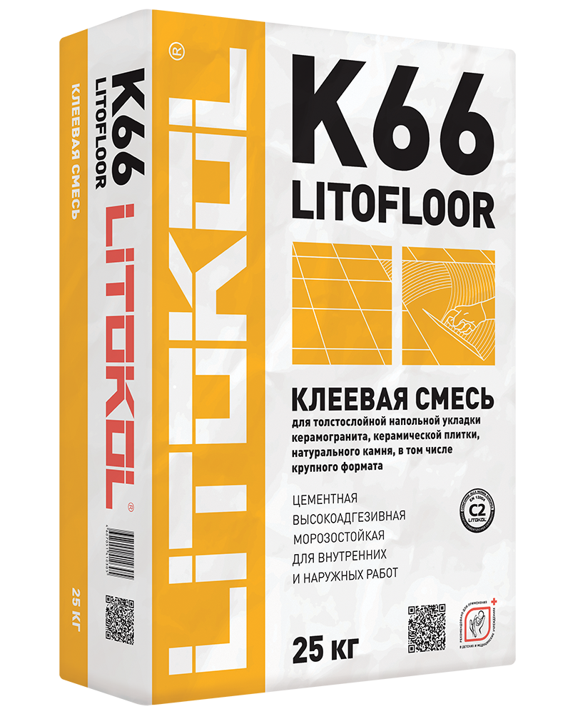 Клей д/плитки LitoFloor K-66 Эво,универсальн 25кг