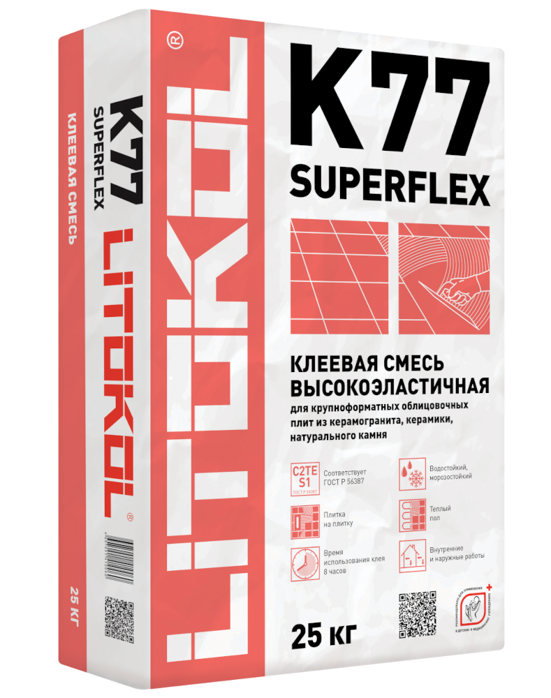 Клеевая смесь SuperFLEX К-77 д/керамич.плитки 25кг