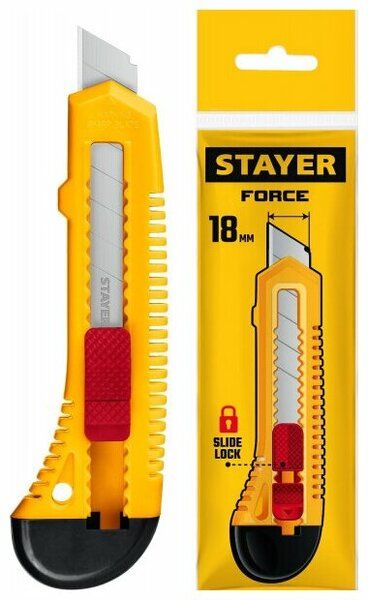 Нож STAYER 18мм c выд.фиксатором FORCE  0911