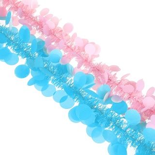 Мишура 9х200см, 2 цвета,формовая, кружки, (розовый, голубой)