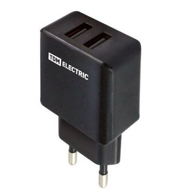 Зарядное устройство сетевое TDM CЗУ4 2,1А 2 USB черный