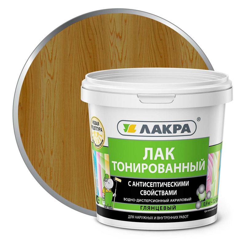 Лак в/д тонированный Лакра Дуб 0,9кг Л-С