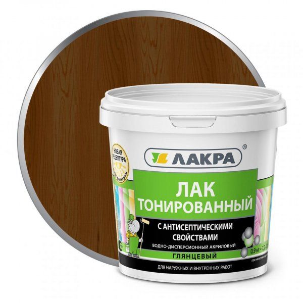 Лак в/д тонированный Лакра Орех 0,9кг Л-С