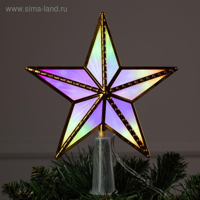 Верхушка с/д на елку "Звезда золотистая" 15см,10LED,2м