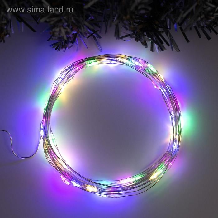 Гирлянда "Нить" 5м роса, IP20, серебристая нить, 50 LED,мульти USB