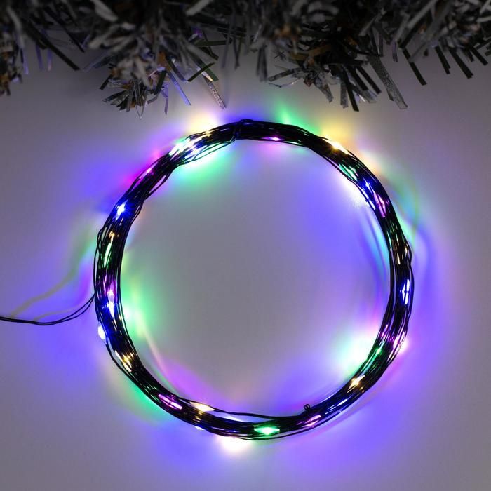 Гирлянда "Нить" 5м роса, IP20,черная нить,50LED, мульти, USB
