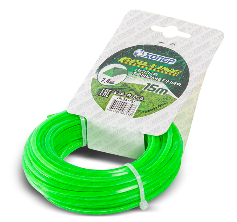 Леска Хопер ECO-LINE треугольник 2.4mm*15m (картон) зеленая