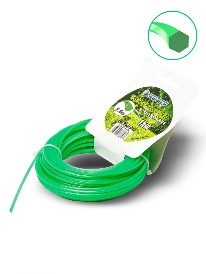 Леска Хопер ECO-LINE шестигранник 2.4mm*15m бл зеленая 