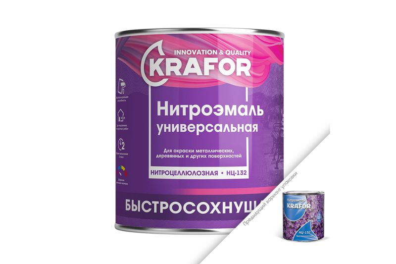 Нитроэмаль KRAFOR  НЦ132 зеленая 0,7кг