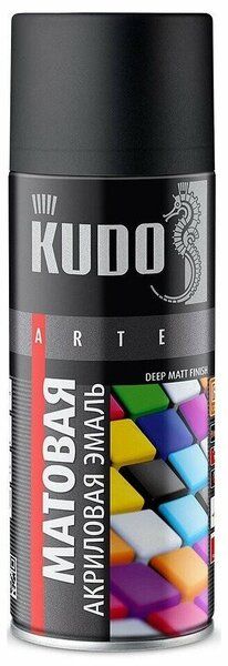 Краска аэрозоль KUDO акрил черная матовая 520ml