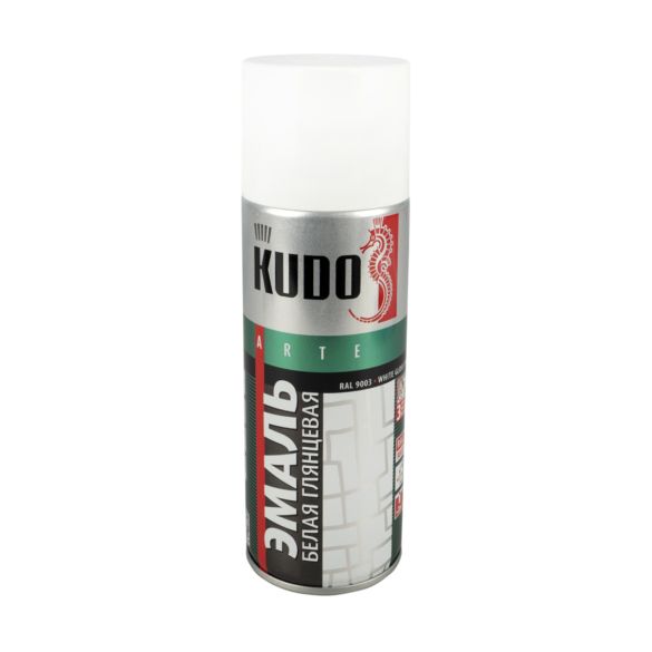 Краска аэрозоль KUDO алкидная глянец белая 520ml