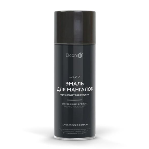Краска аэрозоль д/мангалов термостойкая черная 520ml ELCON