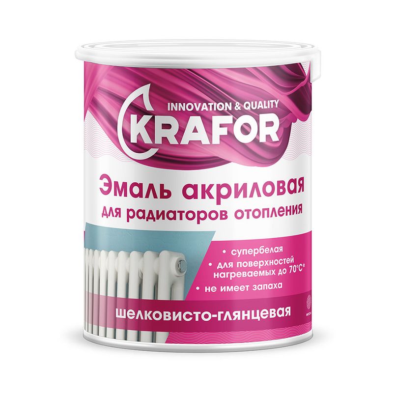 Эмаль акрил д/радиаторов шелк.глянцевая бел 3кг КРАФОР (розовая)