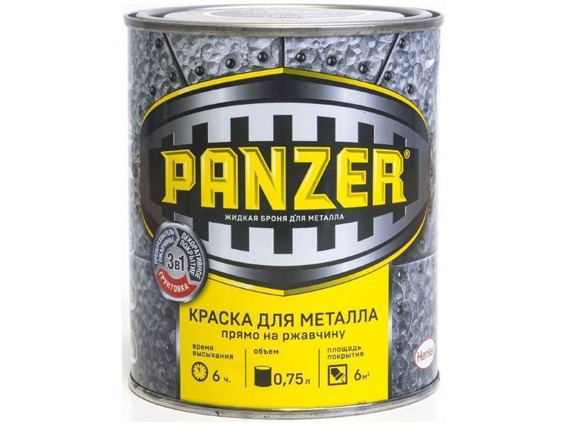 Краска универс PANZER молот.черная 0,8л 