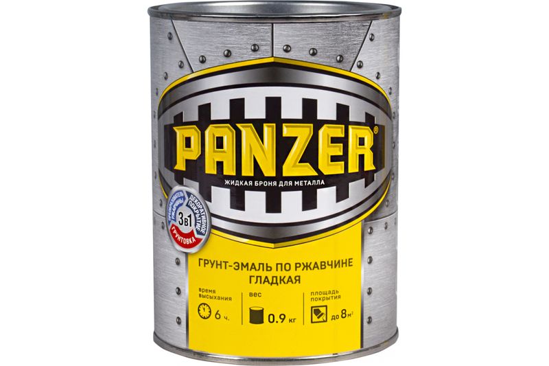 Грунт-эмаль по ржавчине PANZER черная 0,9кг 