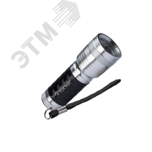 Фонарь ручной 1Вт LED/3хААА корпус алюм/ремешок Космос, серебро/черный.