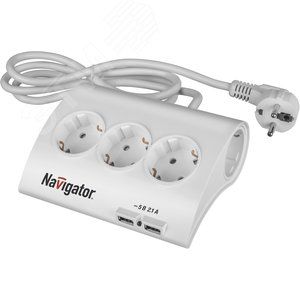 Удлинитель Navigator 5 роз 1.8м с/з 16А 2 USB