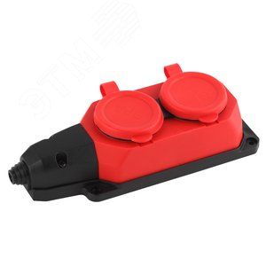 Колодка каучук с/з 2 роз 16A IP44 красная ЭРА