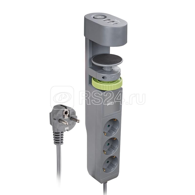 Удлинитель ETD-03U-150-gy с/з с выкл. 3 x 1,5 серый JazzWay