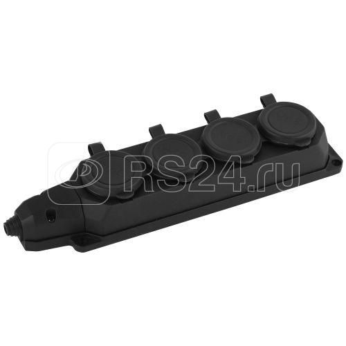 Колодка каучуковая с/з 4 гнезда 16A IP44 черная K-4e-B-IP44 ЭРА