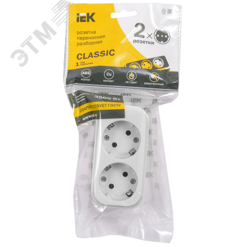 Колодка K02 2 места 2P+PE 16A CLASSIC IEK
