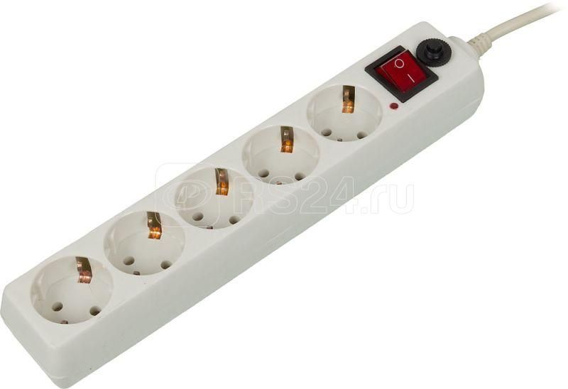 Удлинитель с сет фильтр 5х10м с/з 10А IP20 500SH-10-W бел. BURO