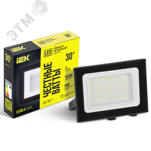 Прожектор IEK ДО-30W черный IP65 6500К СДО 06-30  