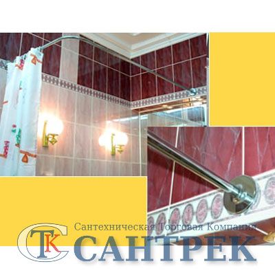 Карниз для ванной "Г-образ" хром от 0,9*0,9м