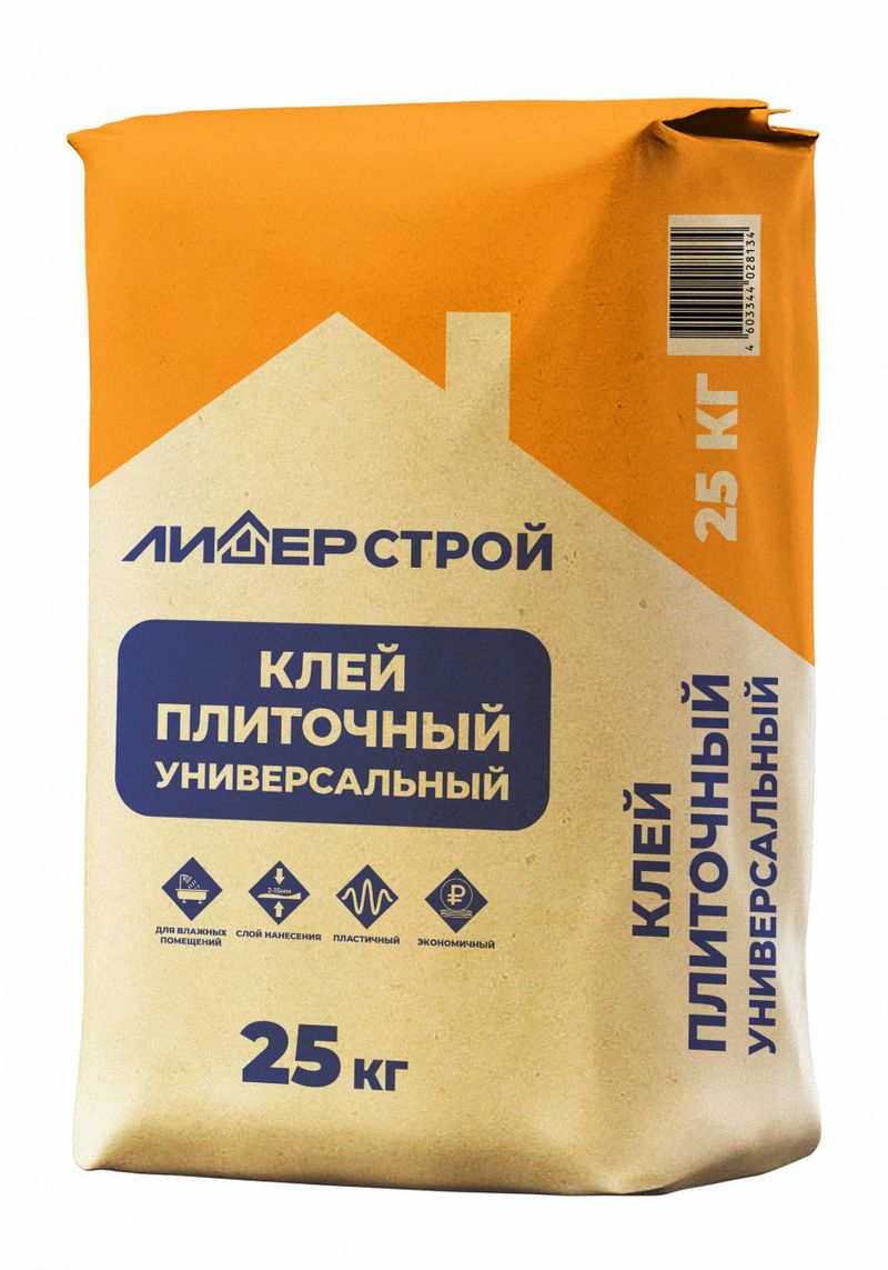Клей д/плитки универсальный ЛИДЕРСТРОЙ 25кг (аналог Юнис желтый)