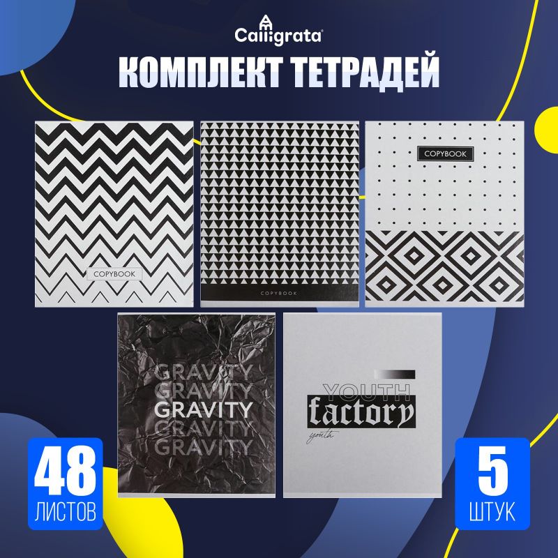 Тетради 5 штук, 48 листов в клетку «Геометрия»