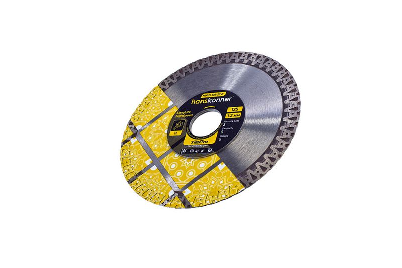 Алмазный диск Hanskonner 125x22,23x1,2 мм V-тип TilePro