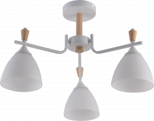 Люстра XA1627/3 WH+WOOD белый+дерево 3х60W E27 d600 h270, HN25