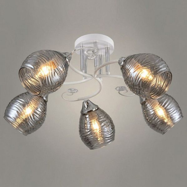 Люстра 11290-8/5 белый/хром (Плафон 32888) НПБ 01-5х60-154 Е27 5x60W Е27 d551 h227,1005405334