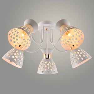 Люстра XA1579/5 WH+FGD белый/золото 5х60W E27 d600 h270, HN24