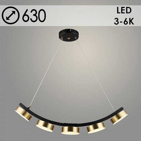 Люстра NQ6671/5 BK+COP черный/медь 5x9W LED 3000K-6000K d630