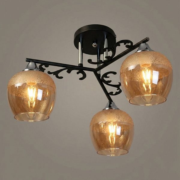 Люстра 11277В-2/3 черный/хром (Плафон 32812) НПБ 01-3х60-209 Е27 3x60W Е27 d465 h256