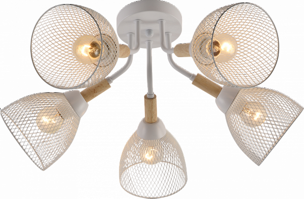Люстра XA1574/5 WH+WOOD белый 5х60W E27 d550 h265, HN24
