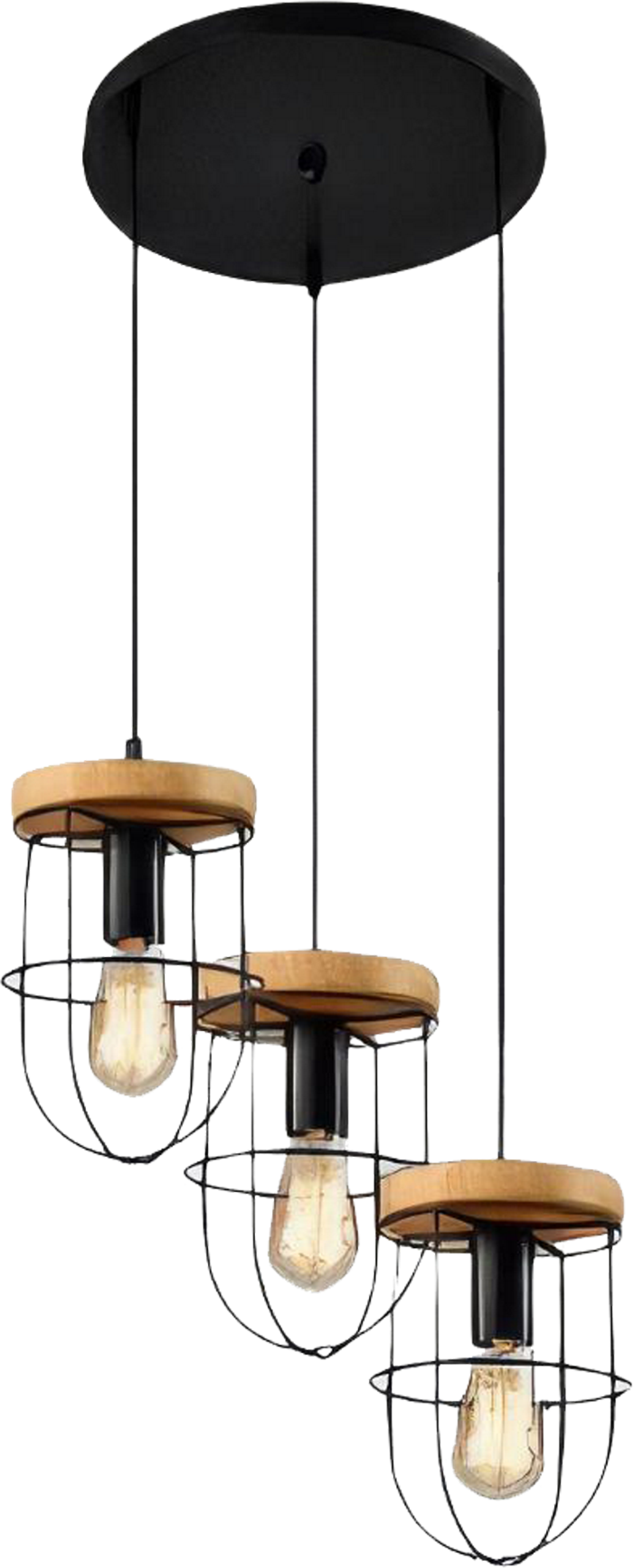 Подвес 23531/3HQ BK+WOOD черный/дерево 3х40W E27 h1000, 24