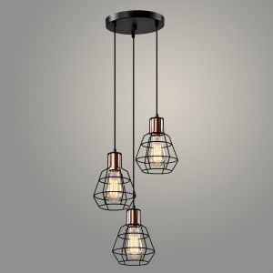 Подвес 21643/3HQ BK+COP черный/медь 3х40W E27 h1000, WAN23